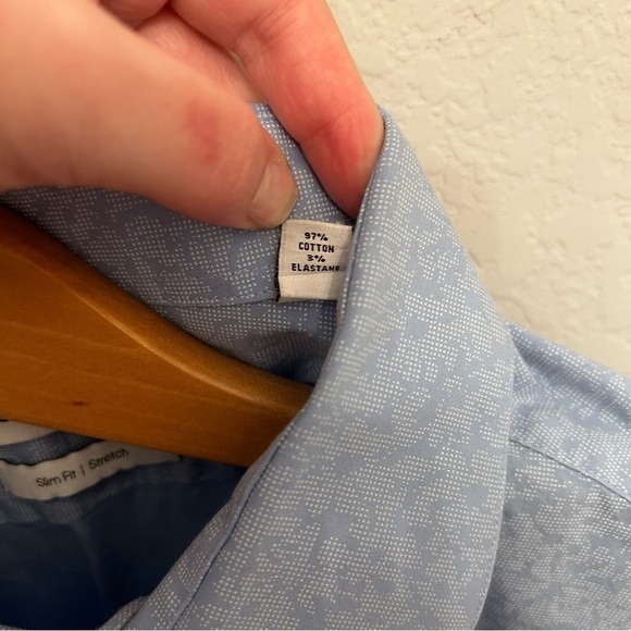 Calvin Klein Men's Blue Patterned Dress Shirt - Picture 6 of 8
